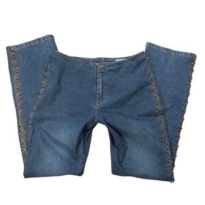 A.M.I. Womens Blue Lace Up Side Grommet Denim Jeans Size 8 Style 550136 Y2K
